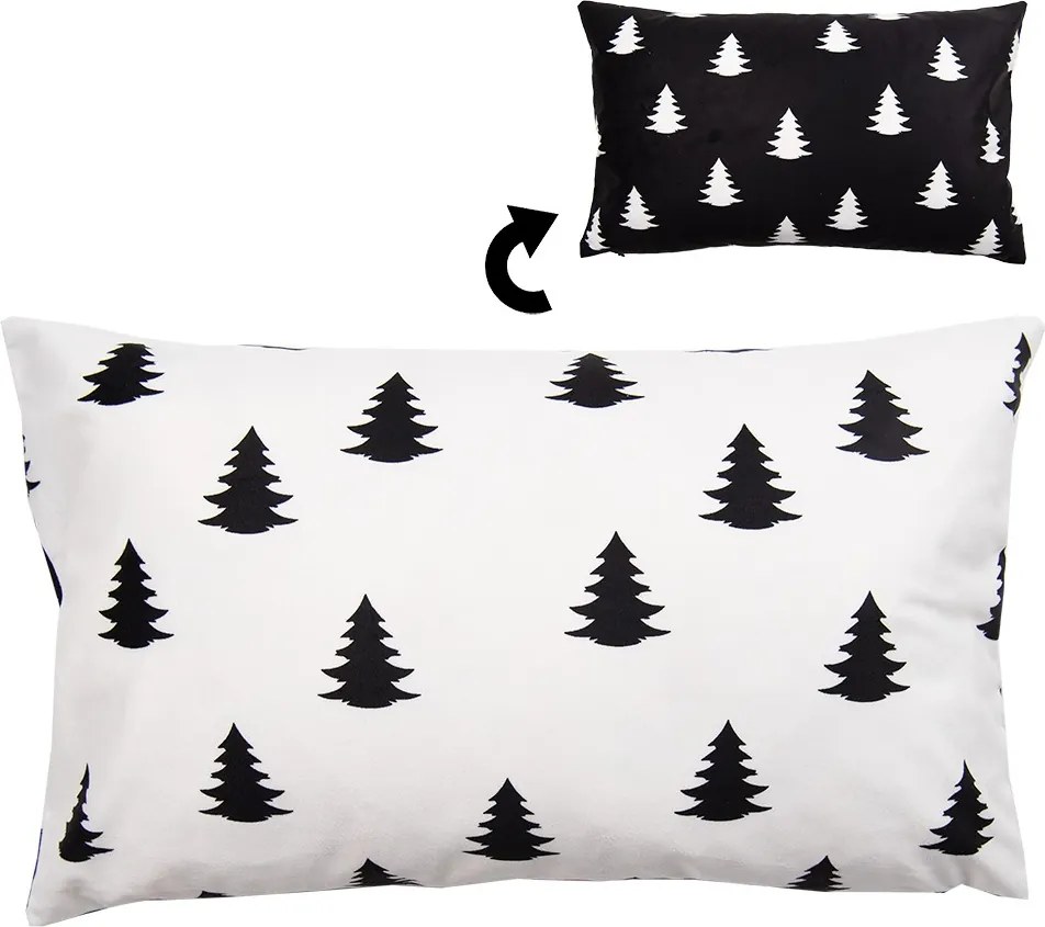 Biela obliečka na vankúš so stromčekmi Black&White X-Mas - 30*50 cm