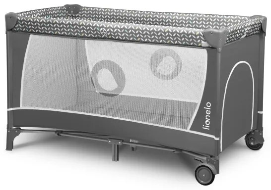 Lionelo - Cestovná postieľka FLOWER Šedá Scandi