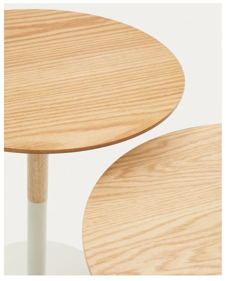 Okrúhle odkladacie stolíky v dekore duba v súprave 2 ks Watse – Kave Home