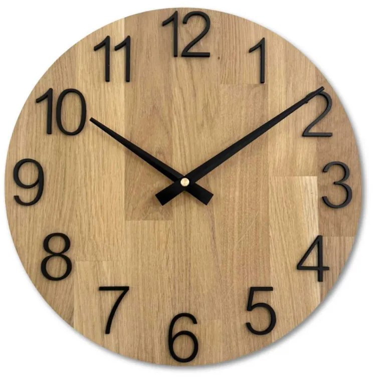 Elegantné nástenné hodiny z masívneho dubu I SENTOP MAS016-OSMO-3071-heads-black