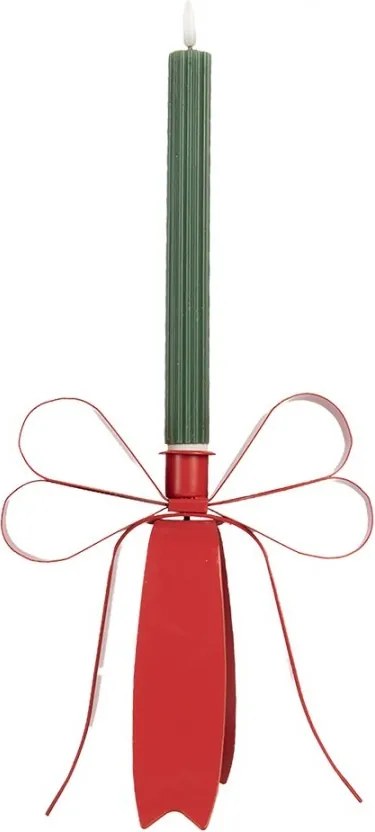 Červený kovový svietnik mašle Bow Candle Rust - 19*15*20 cm