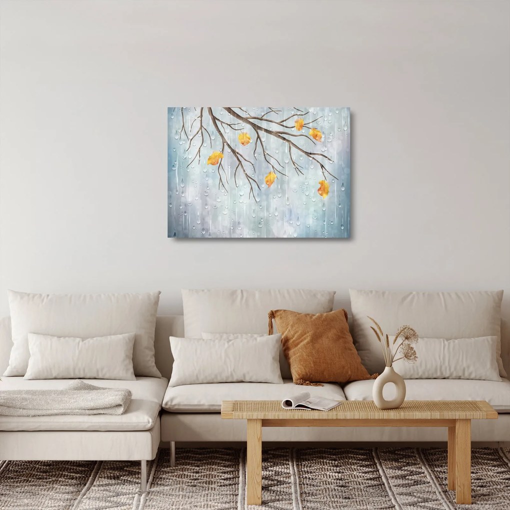 Sklenený obraz - Daždivý jeseň (70x50 cm)