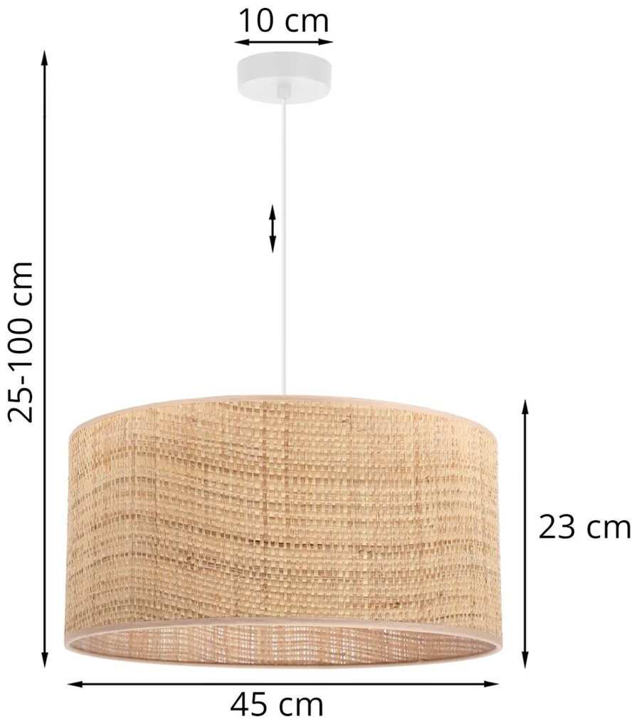 Závesné svietidlo Rattan, 1x ratanové tienidlo, (fi 45cm), w