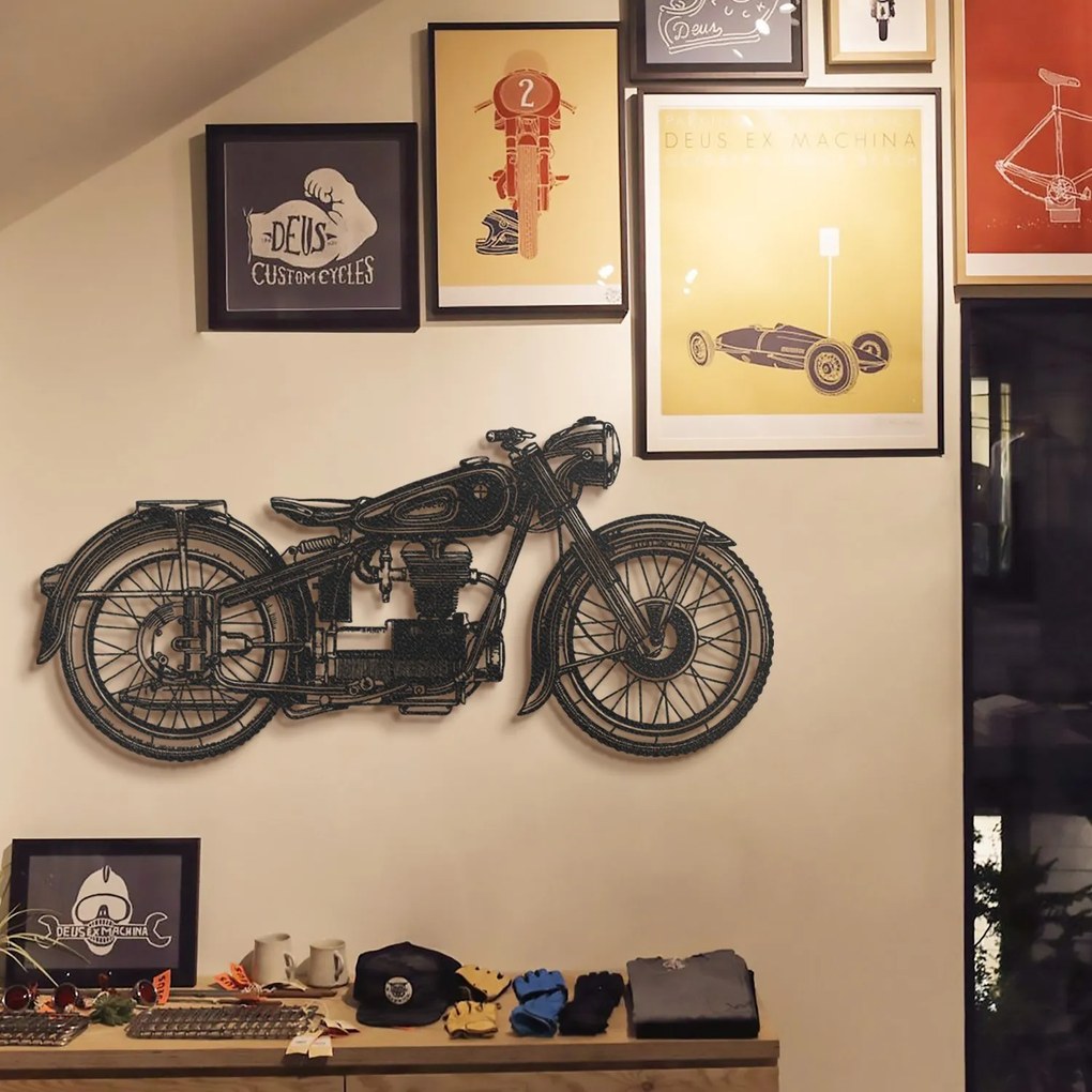 Nástenná kovová konštrukcia Cafe Racer čierna
