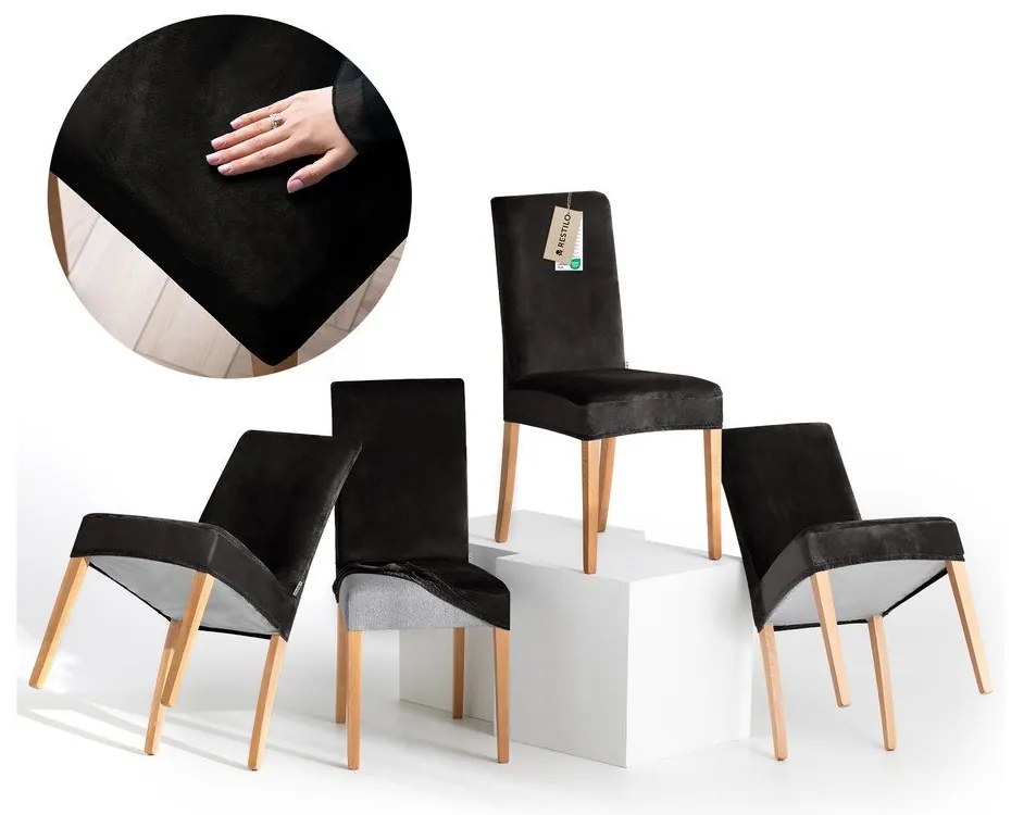 Čierne napínacie poťahy v súprave 4 ks na stoličku 48 cm Sento – Restilo