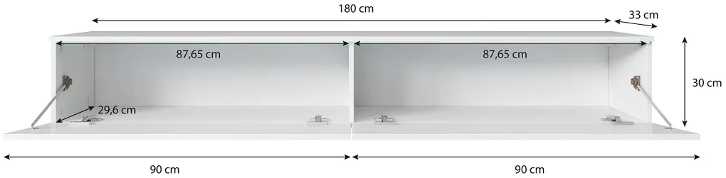 AKCIA - Závesný TV stolík Lowboard D 180 cm - dub wotan