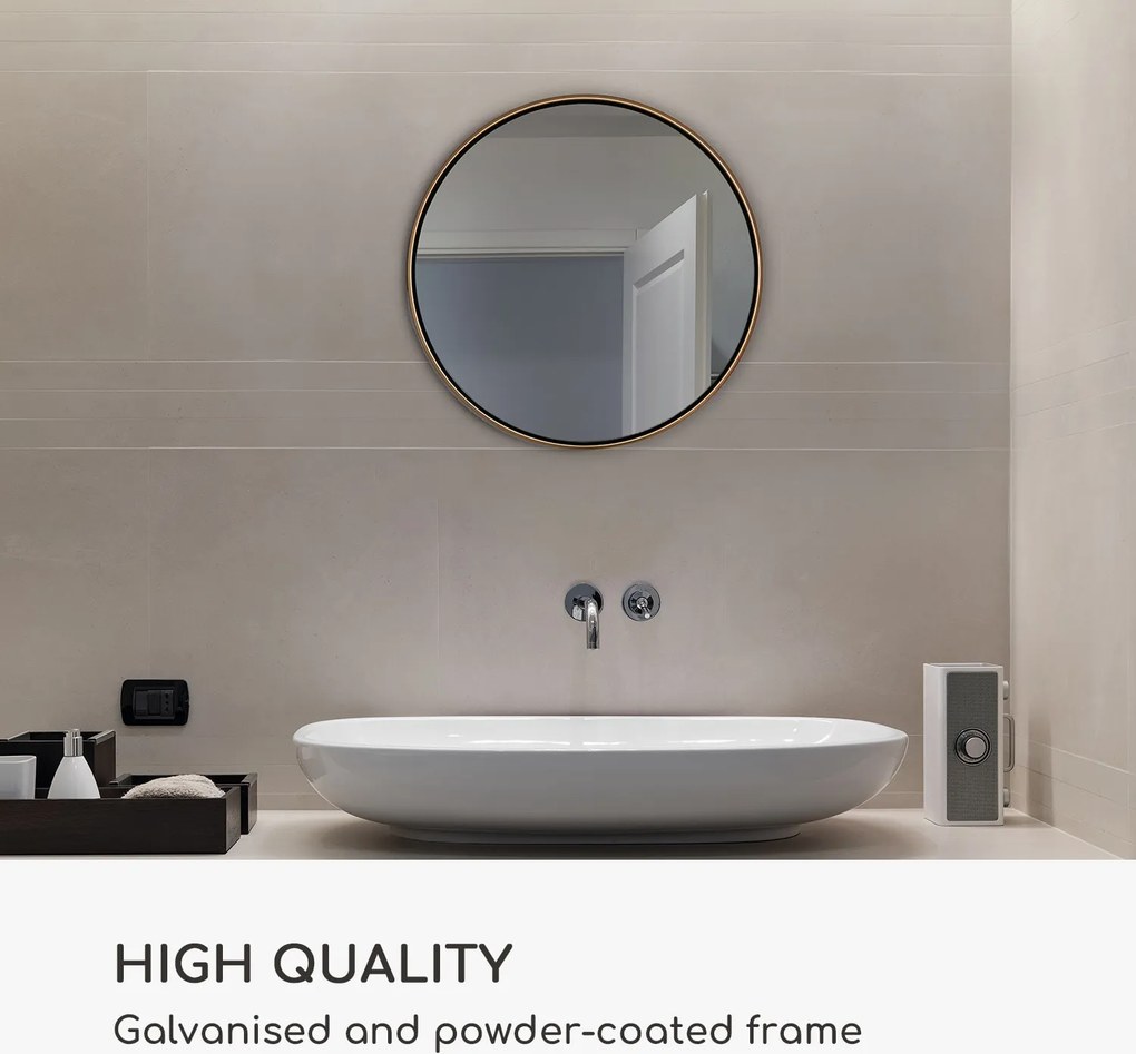 Casa Chic Fournier, nástenné zrkadlo s kovovým rámom, okrúhle, Ø 40 cm