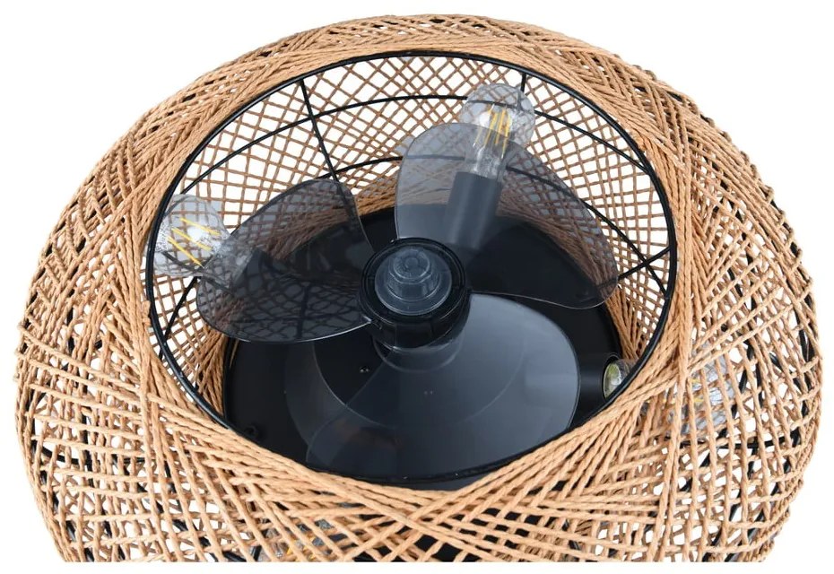 Hnedé stropné svietidlo na diaľkové ovládanie/s ventilátorom Lillesand – Trio