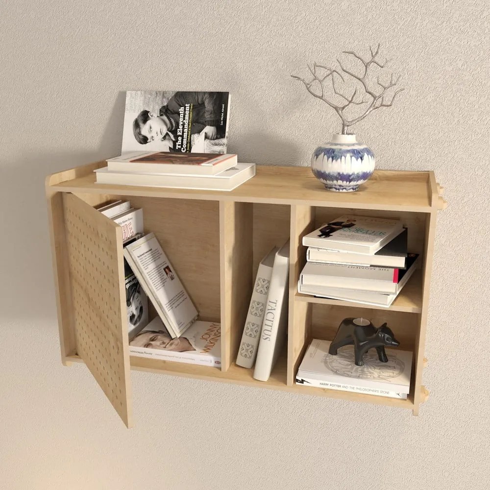 Nástenná knižnica v dekore duba v prírodnej farbe 65x30 cm Sima - Kalune Design