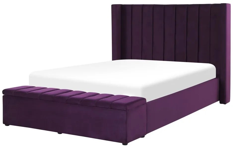 Manželská posteľ 140 cm NAIROBI (textil) (fialová) (s roštom). Vlastná spoľahlivá doprava až k Vám domov. 1023105