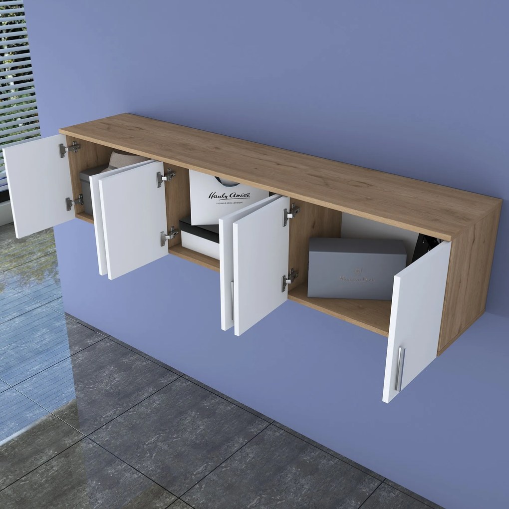 Nástenná polica EA114 orech/biela