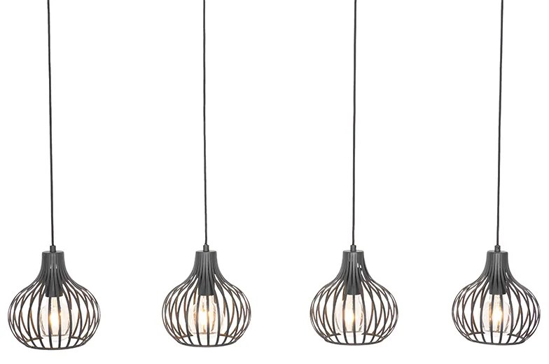 Inteligentné závesné svietidlo čierne 4-svetlá Vrátane 4 Wifi G95 - Saffira