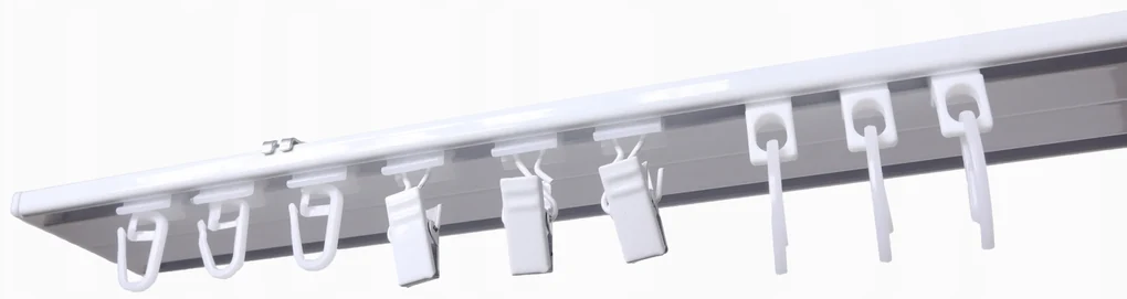 Dekorstudio Stropná hliníková dvojitá koľajnica SMALL Plus Dĺžka: 420cm, Typ príslušenstva: Bežce so štipcami