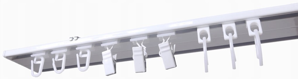 Dekorstudio Stropná hliníková dvojitá koľajnica SMALL Plus Dĺžka: 580cm, Typ príslušenstva: Bežce AS + Francúzsky háčik