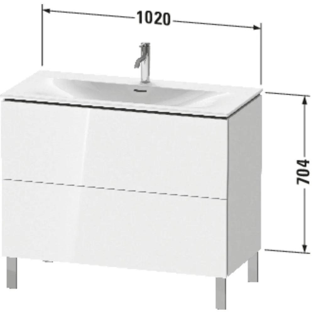 DURAVIT L-Cube stojaca skrinka pod umývadlo na nožičkách, 2 zásuvky, 1020 x 481 x 856 mm, biela vysoký lesk, LC659802222
