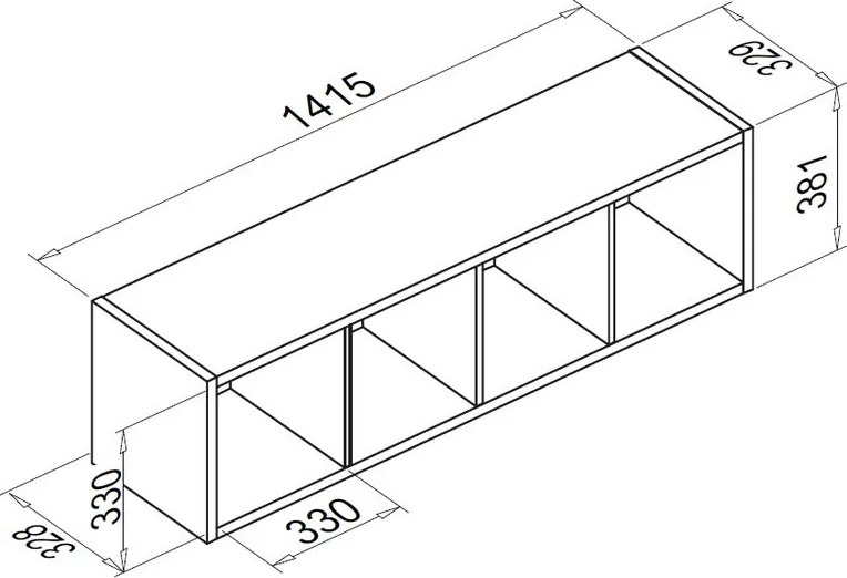Regál Max, 4x1 priehradky, biely