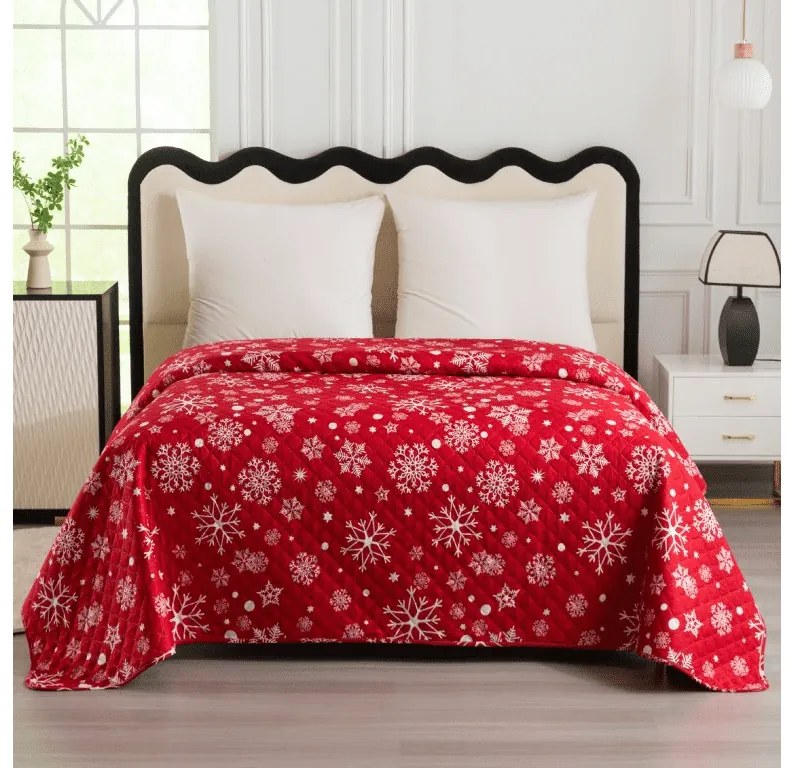 Prehoz na posteľ SNOWFALL červený Rozmer: 170 x 210 cm