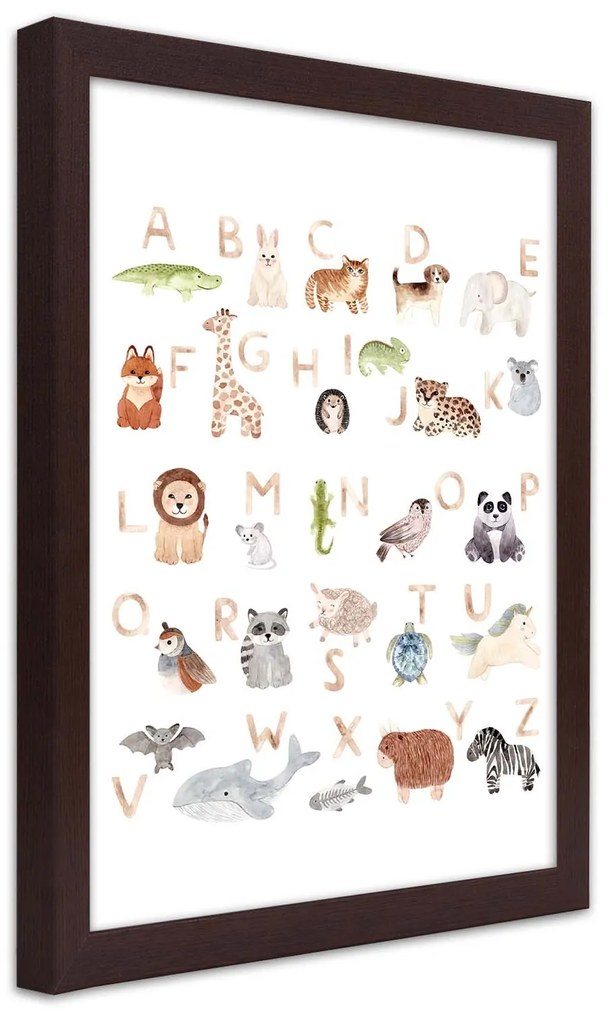 Gario Plagát Abeceda so zvieratami Farba rámu: Hnedá, Rozmery: 30 x 45 cm