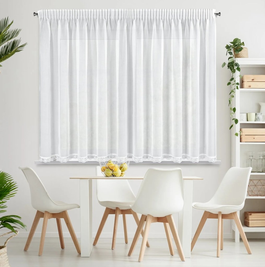 EUROFIRANY KRÁTKA ZÁCLONA NA PÁSKE SUZAN 350X150 CM BIELA