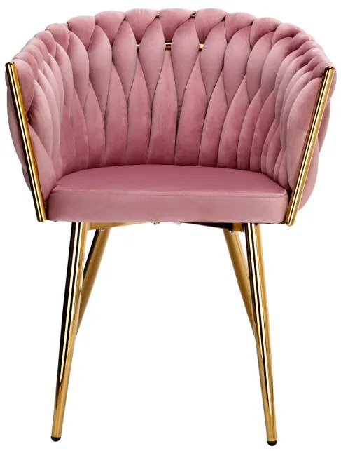 Jedálenská stolička COFTON zamatová, zlatá / ružová