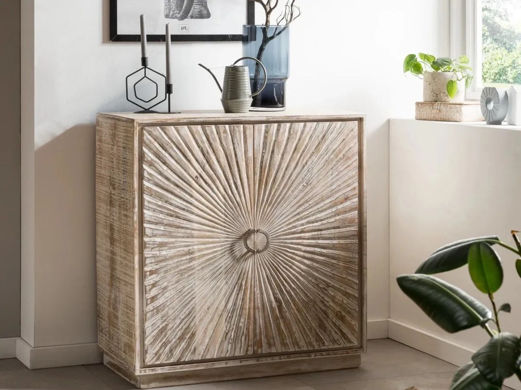 furniture-nabytek.cz - Masívna komoda Zambie z mangového dreva, lakovaná, biela