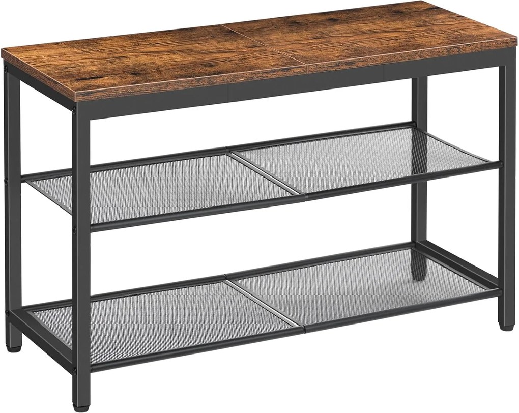 Botník s lavicou Vasagle Arvel 75 cm čierny/hnedý