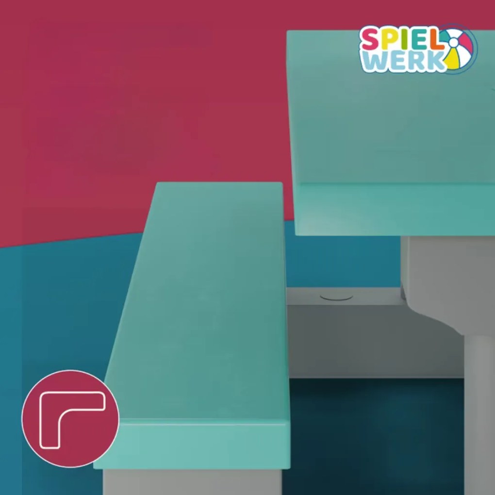 Detská sedacia zostava so slnečníkom JASMIN, 67x78,5x42,5cm, šedá/mätová Spielwerk