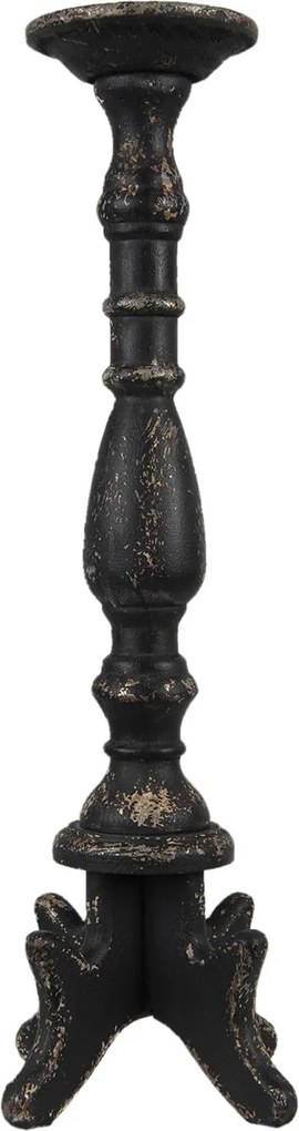 Čierny antik drevený svietnik Vien - Ø 21*60 cm