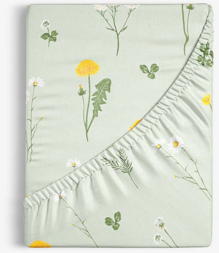 Goldea bavlnená napínacia plachta - zelená lúka 140 x 200 cm