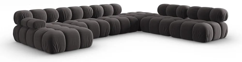 Tmavosivá zamatová pohovka 379 cm Bellis – Micadoni Home