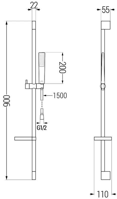 Mexen - DS72 sprchový set, čierna, 785724583-70