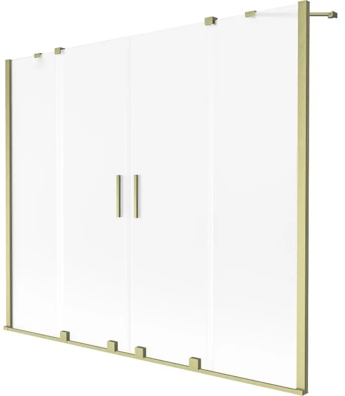 Mexen Velar Duo, 2-krídlová posuvná vaňová zástena 180 x 150 cm, 8mm sklo námraza, zlatá matná, 896-180-000-32-55