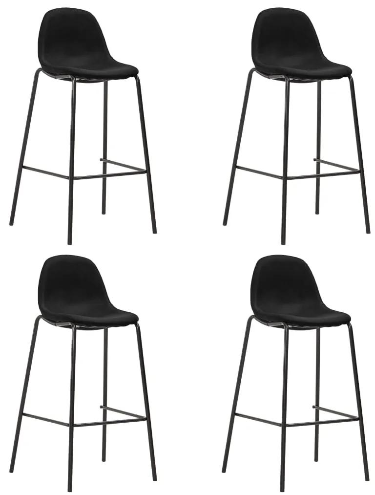 Barové stoličky 4 ks, čierne, látka