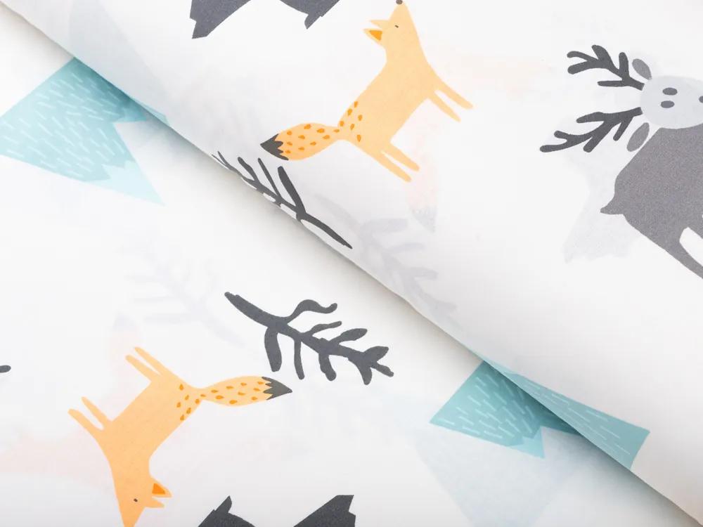 Biante Detské bavlnené posteľné obliečky do postieľky Sandra SA-278 Zvieratká v zime Do postieľky 90x140 a 40x60 cm
