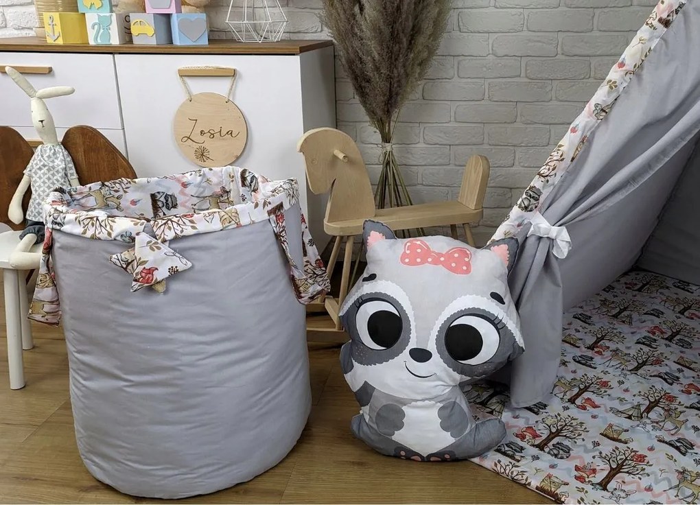 Detský stan TEEPEE (TÝPIE) ANIMALS s doplnkami - LES - šedý