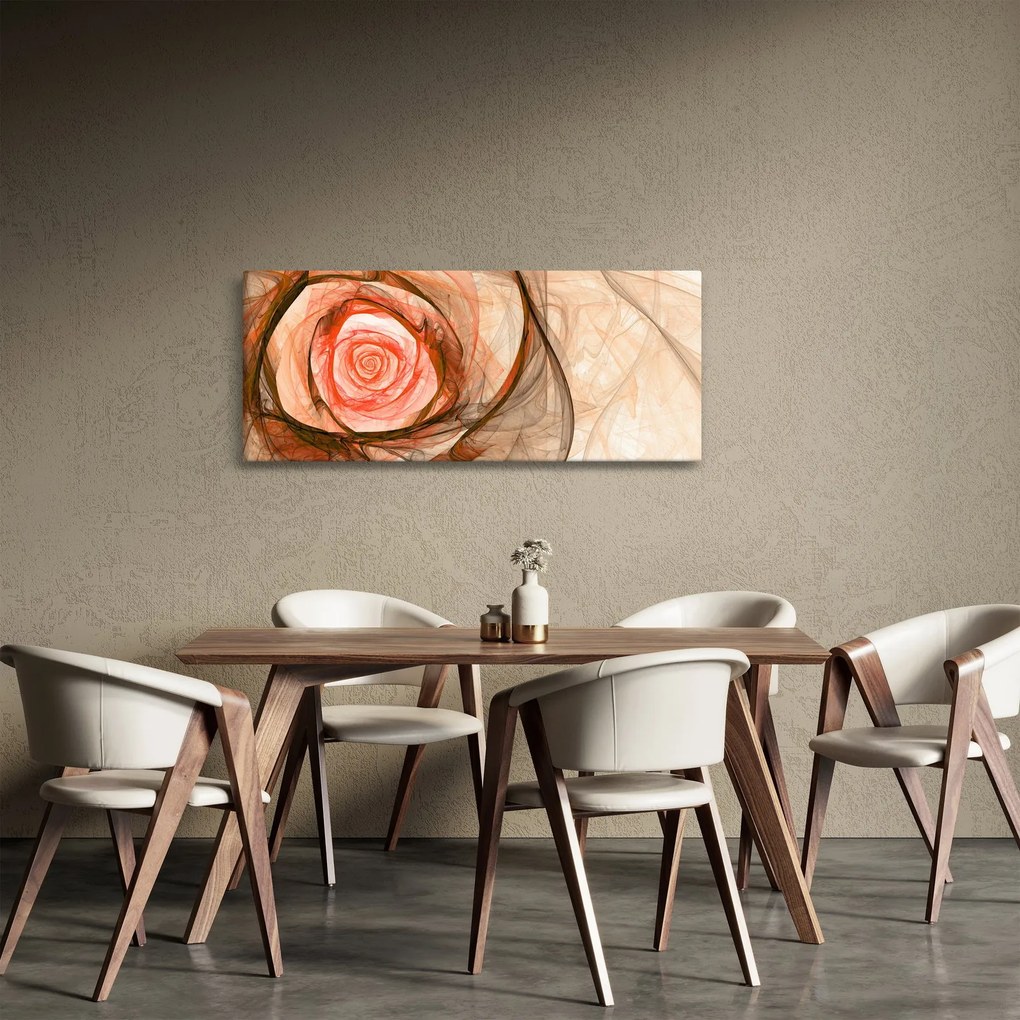 Obraz - Abstraktné ruže ružová s bielym pozadím (120x50 cm)