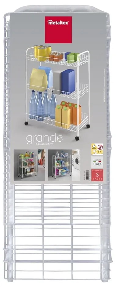 Trojposchodový pojazdný stojan do kúpeľne Metaltex Laundry, 31 × 84 cm