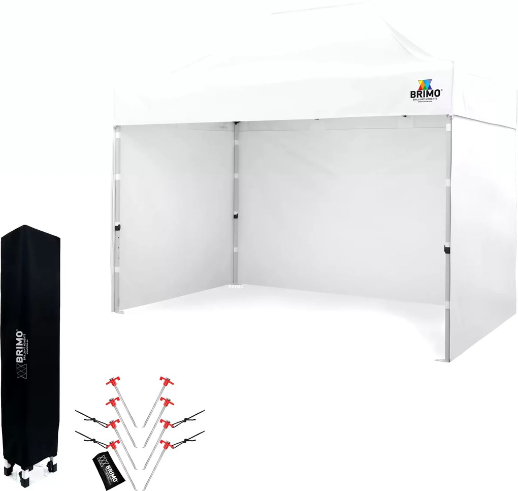 BRIMO Nožnicový párty stan SUPER oceľ 2x3 m s 3 stenami biely