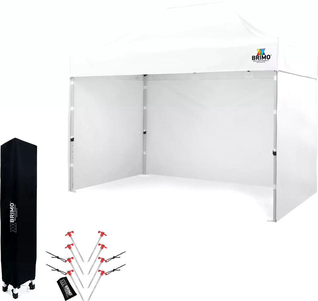 BRIMO Skladací Nožnicový stan 2 x 3 m SUPER Oceľ | Montáž za 2 min | BRIMO - s 3 stenami - Biela 8