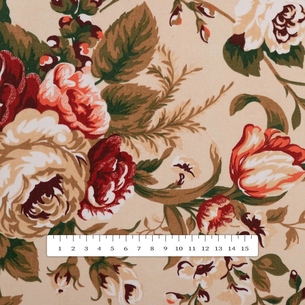 Biante Bavlnený obdĺžnikový obrus Sandra SA-607 Červené ruže na béžovom 60x100 cm
