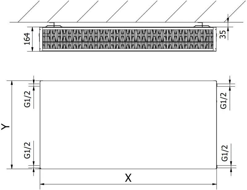 Mexen, Mexen Flat CF33 panelový radiátor 600 x 1400 mm, bočné pripojenie, 3081 W, biely - W433F-060-140-00