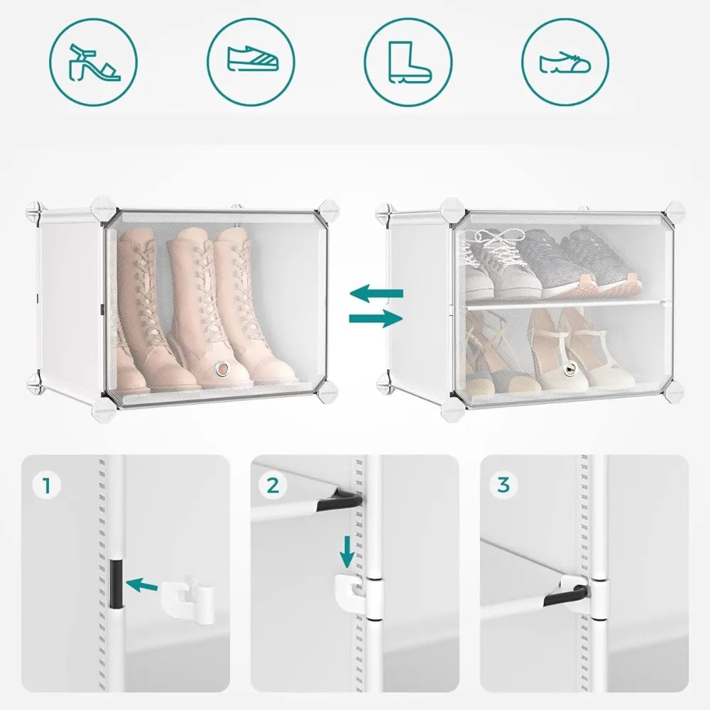 Organizér na topánky KIMBERLY, 10 boxov, biela/priesvitná SongmicsHome