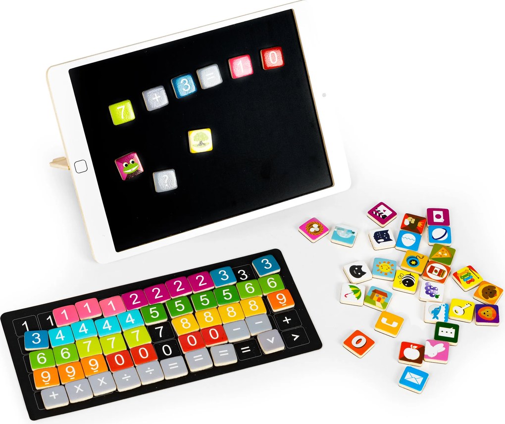 ECOTOYS Drevený magnetický tablet – kriedová edukatívna tabuľa pre deti s číslicami