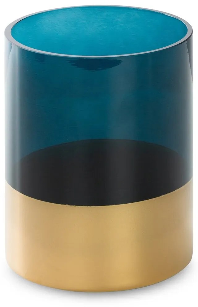 SKLENENÝ SVIETNIK LIMITED COLLECTION LILI 12X15 CM TYRKYSOVÁ/ZLATÁ