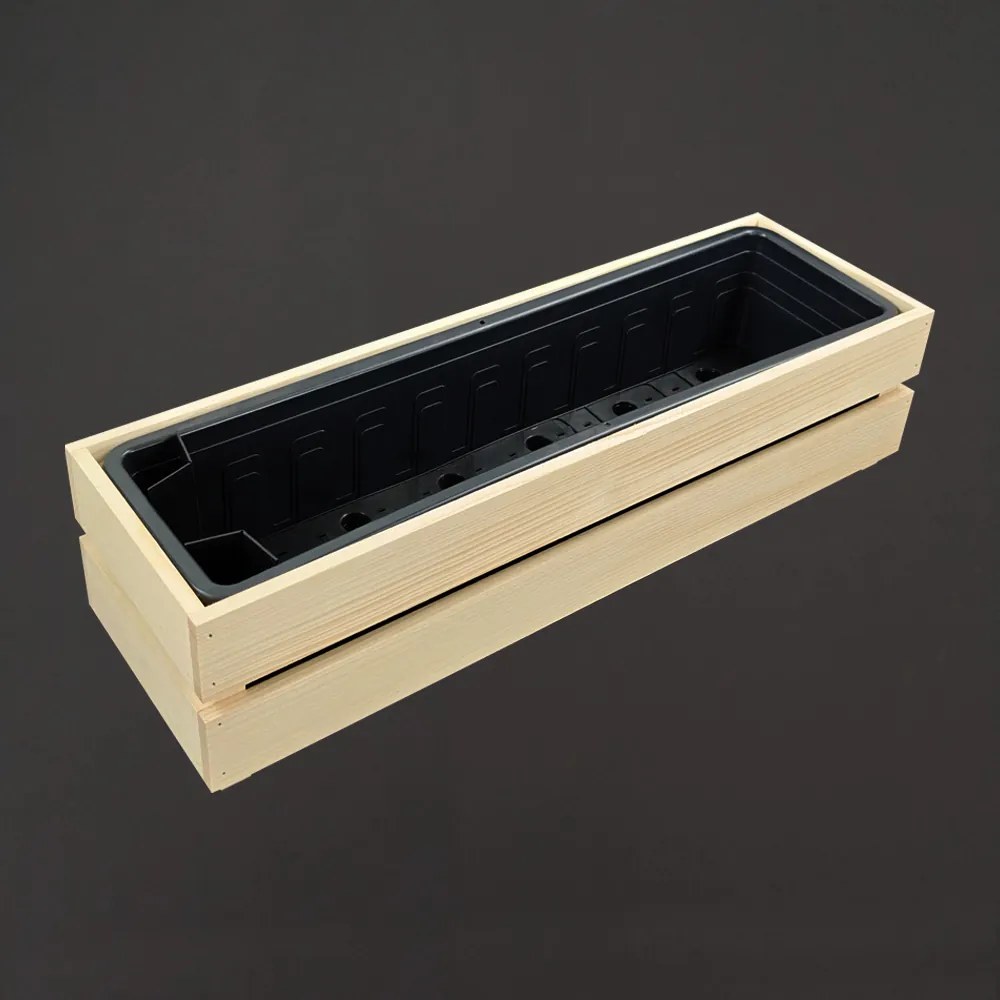 AMADEA Drevený obal s truhlíkom prírodný, 61,2x19,6x15cm, český výrobok