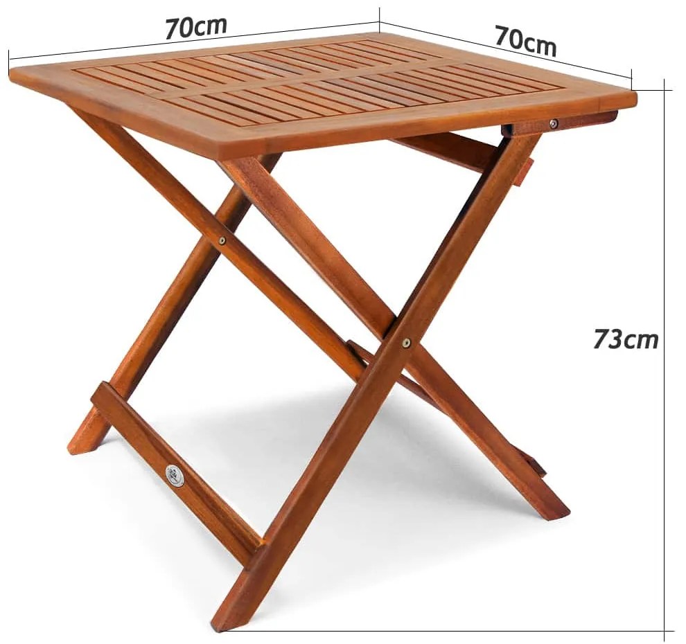 Casaria Drevený odkladací stolík z ALEK, 70x70x73cm, hnedá