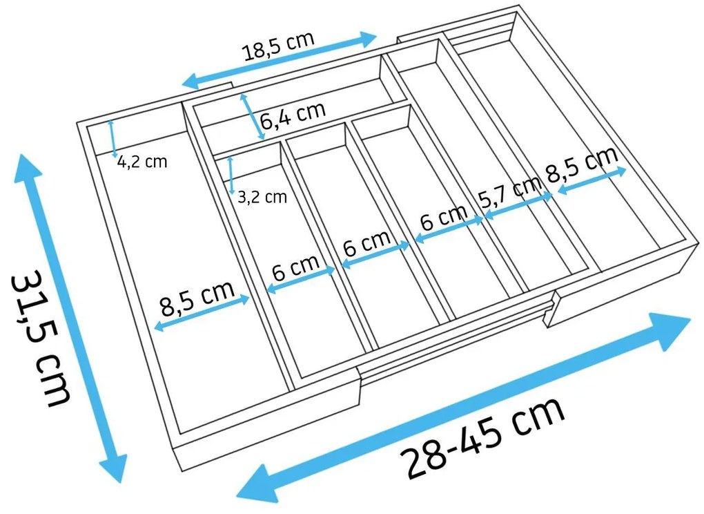 Bluegarden Bluegarden, organizátor príboru do zásuvky z bambusu, hnedá, HOM-00001