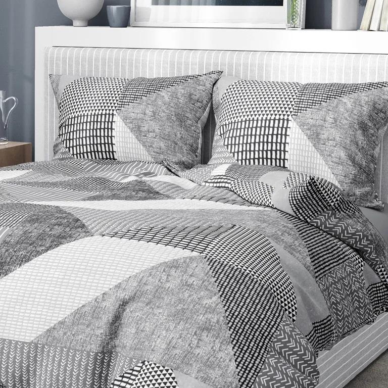 Goldea bavlnené posteľné obliečky - vzor 807 kombinácia sivého vzorovania 200 x 200 a 2ks 70 x 90 cm