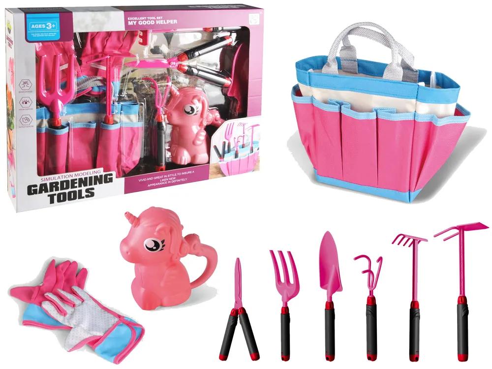 Lean Toys Ružová súprava do záhrady – taška, náradie, rukavice