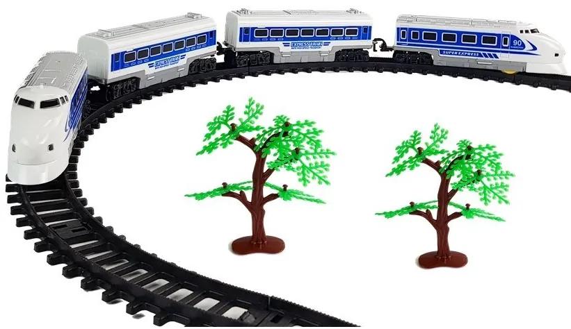 LEAN TOYS Vlaková súprava na batérie so svetlami a zvukmi - bielo-modrá